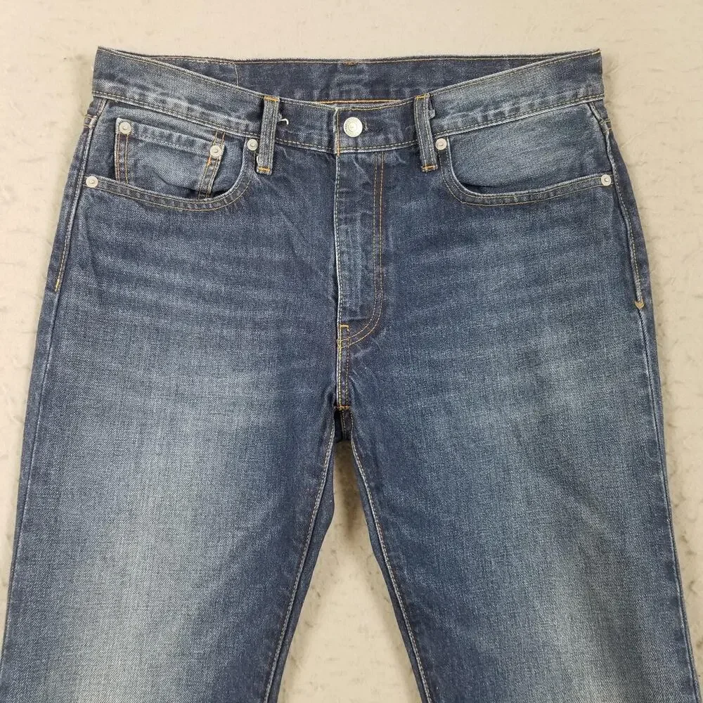 Levis 502 Jeans Mens 33x32 Blue Medium Wash Wellthread Tapered Leg Stretch Denim